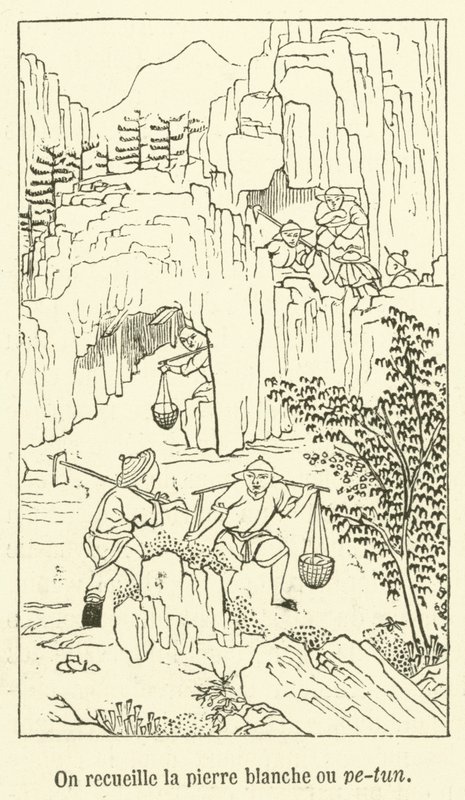 Beyaz taş veya pe-tun (gravür) topluyoruz by French School