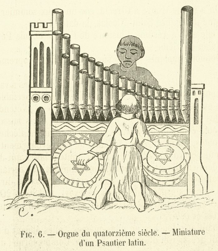 On dördüncü yüzyılın organı, Latin Mezmurunun Minyatür (gravür) by French School
