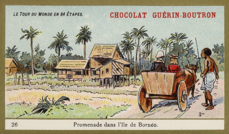 Borneo adasında öküz arabası yolculuğu (chromolitho) by French School