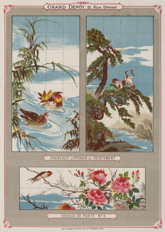 Grand Depot de Porcelaines, Faiences et Verreries kataloğundan sayfa (renkli taş) by French School