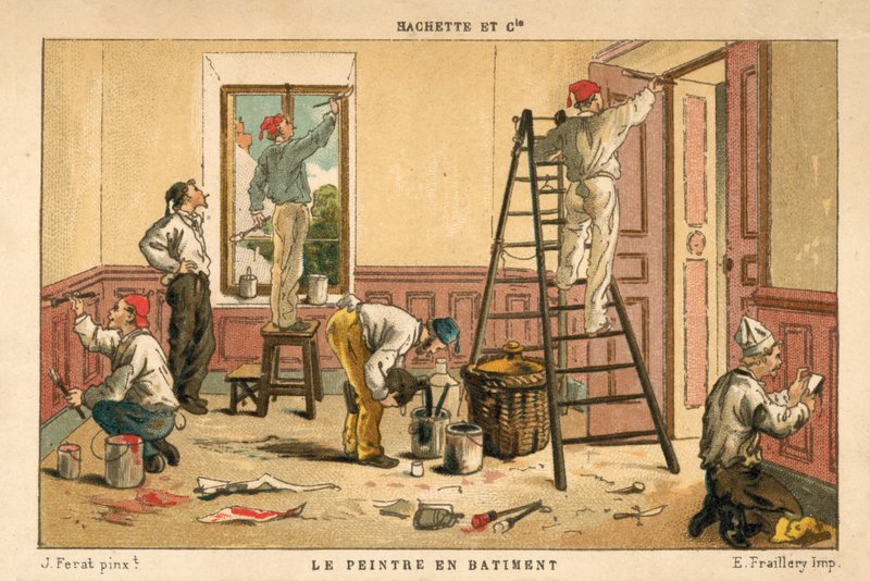 Bir binanın içini boyamak (chromolitho) by French School