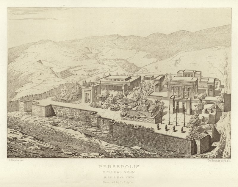 Persepolis, Genel görünüm, Kuş bakışı, Ch Chipiez tarafından restore edildi by French School