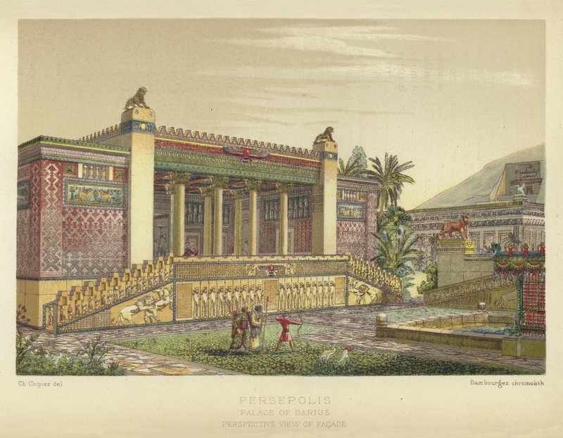 Persepolis, Darius Sarayı, Cephenin Perspektif Görünümü by French School