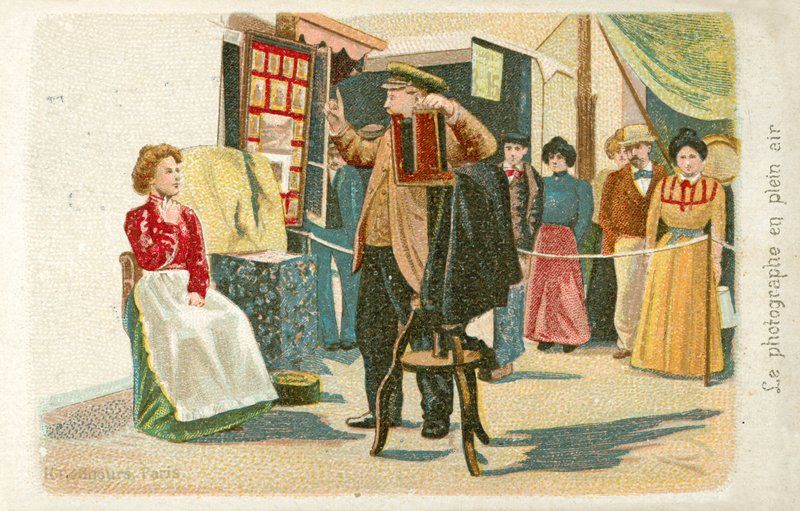 Açık havada çalışan fotoğrafçı (chromolitho) by French School