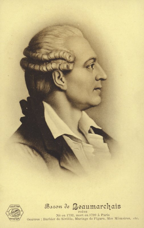 Pierre Beaumarchais (1732-1799), Fransız oyun yazarı (lito) by French School