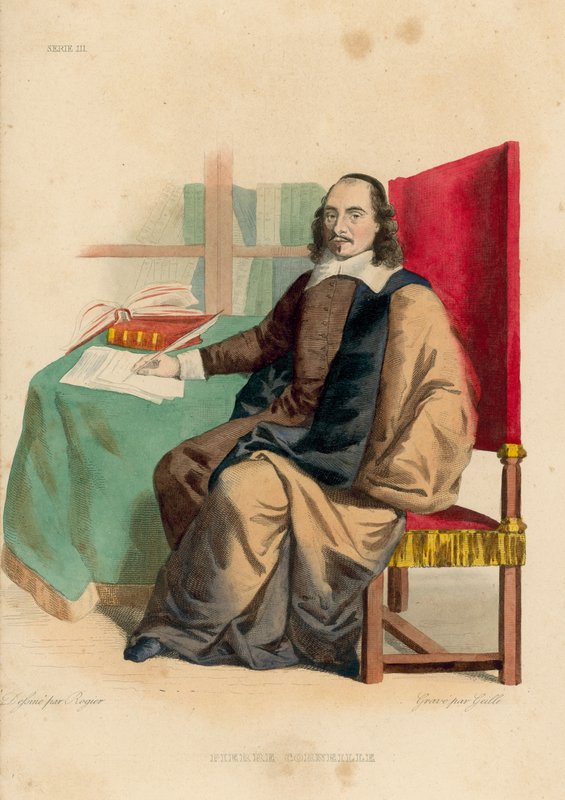 Pierre Corneille (renkli gravür) by French School