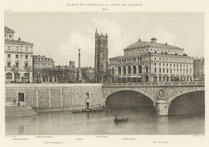 Place du Châtelet ve Pont au Change, 1876 by French School
