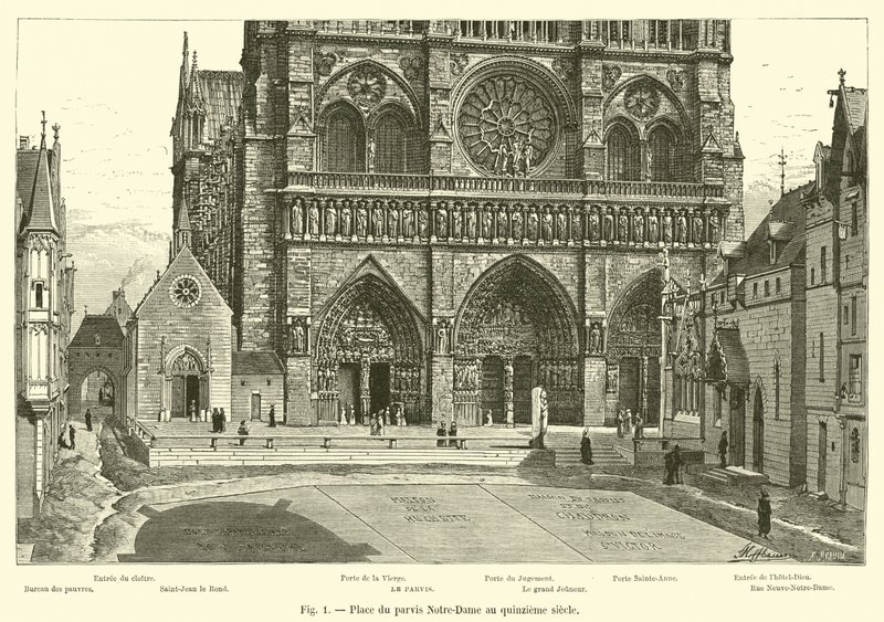 Onbeşinci yüzyılda du parvis Notre-Dame yerleştirin by French School