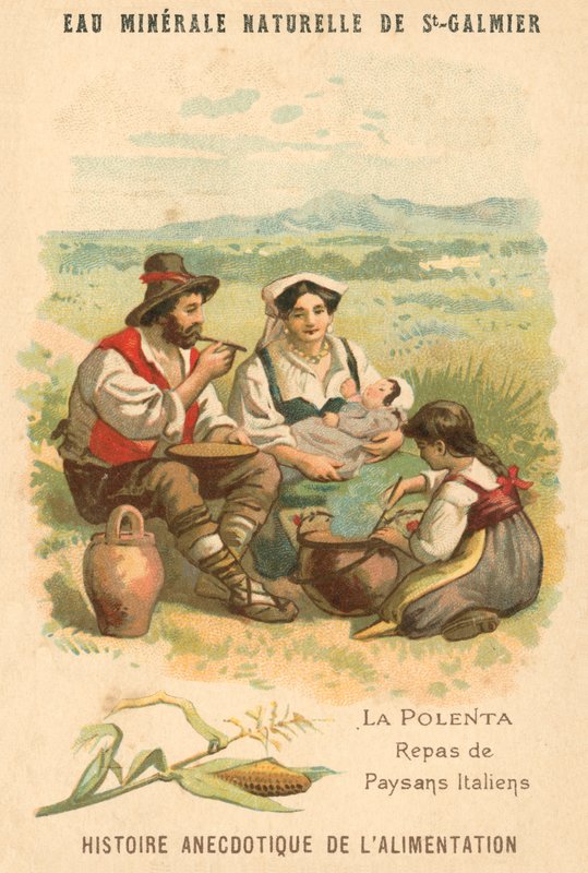 Polenta, İtalyan köylülerinin yemeği (chromolitho) by French School