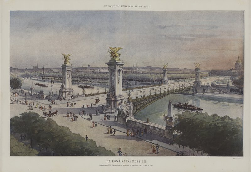Pont Alexandre III, Exposition Universelle 1900, Paris (renkli taş) by French School