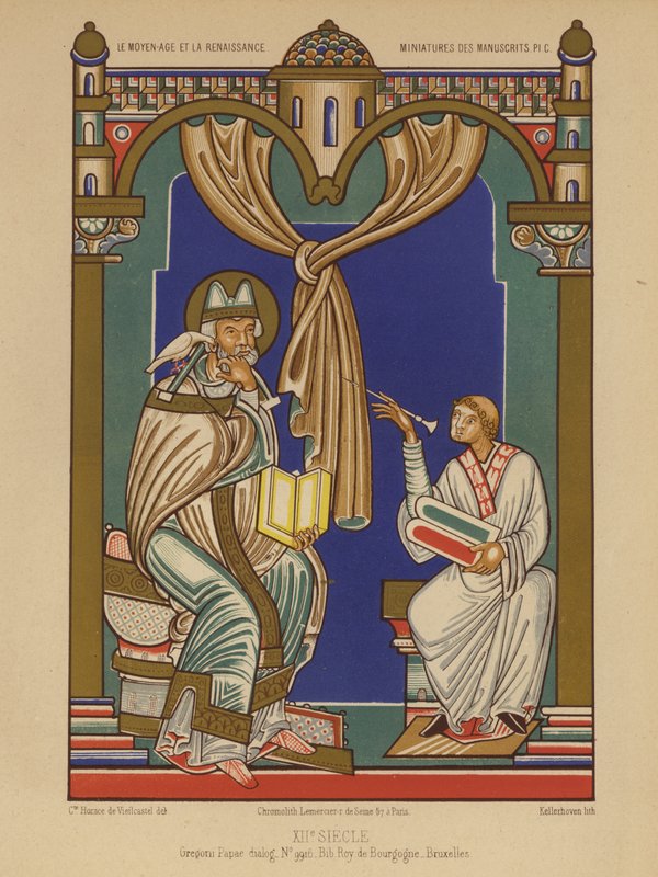 Papa Gregory I (kromolitho) by French School