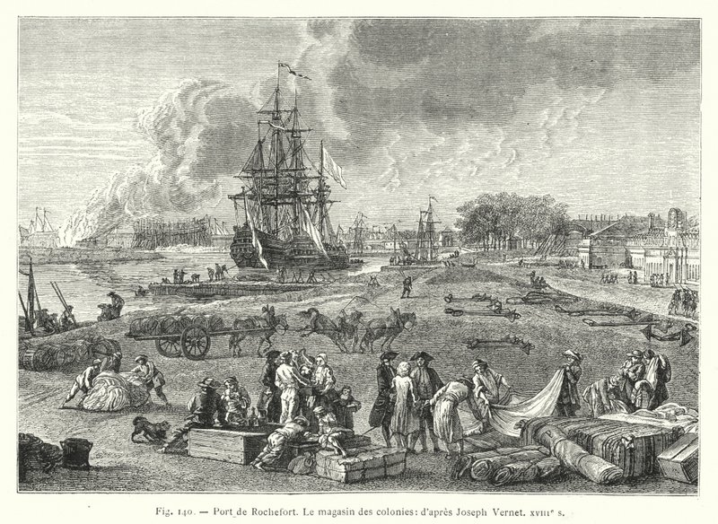 Rochefort Limanı, Kolonyal mağaza; Joseph Vernet 18. yüzyıldan sonra (gravür) by French School