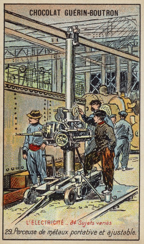 Taşınabilir ve ayarlanabilir metal matkap (chromolitho) by French School