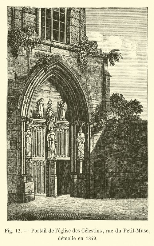 Celestins kilisesinin portalı, rue du Petit-Musc, 1849