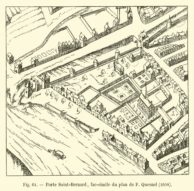 Porte Saint-Bernard, F Quesnel tarafından yapılan planın tıpkıbasımı, 1608 by French School
