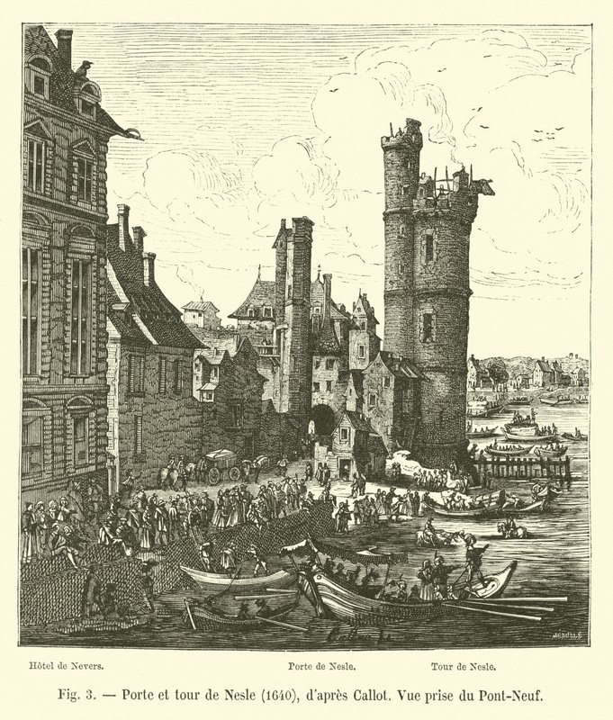Porte et tour de Nesle, 1640, Callot tarafından, Pont-Neuf