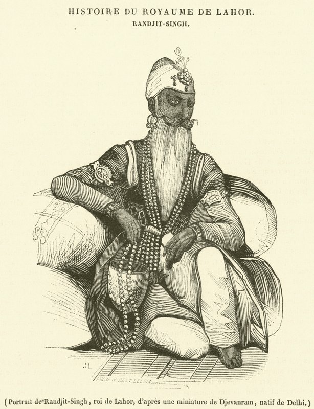 Portre de Randjit-Singh, Roi de Lahore (gravür) by French School
