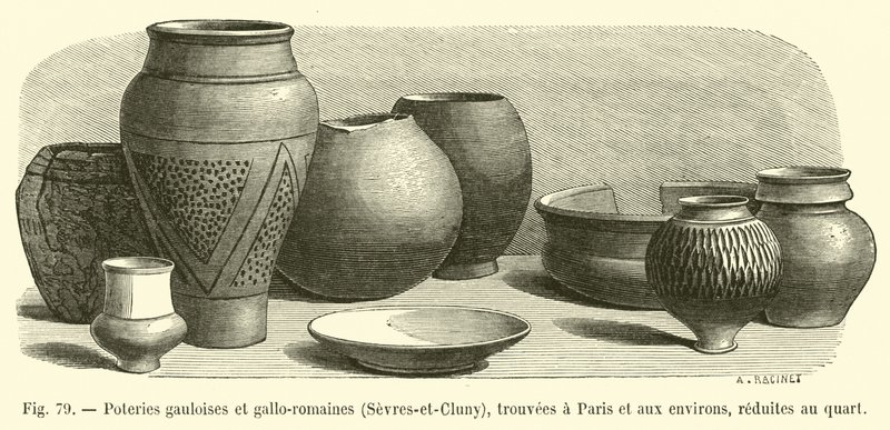 Paris ve çevresinde bulunan Galya ve Gallo-Roma çanak çömleği, Sevres-et-Cluny, çeyreğe indirildi by French School