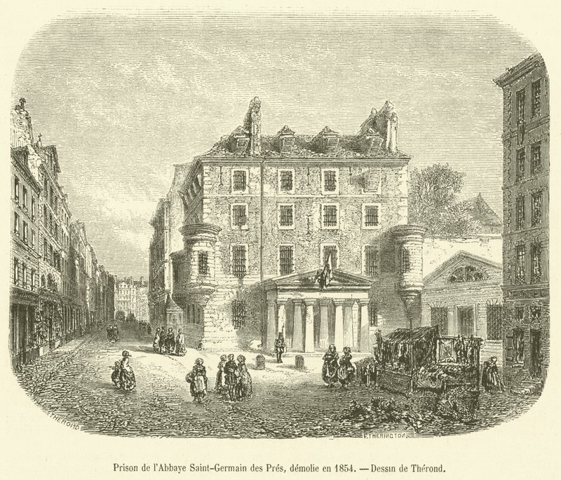 1854 yılında yıkılan Saint-Germain des Pres Manastırı Hapishanesi (gravür) by French School