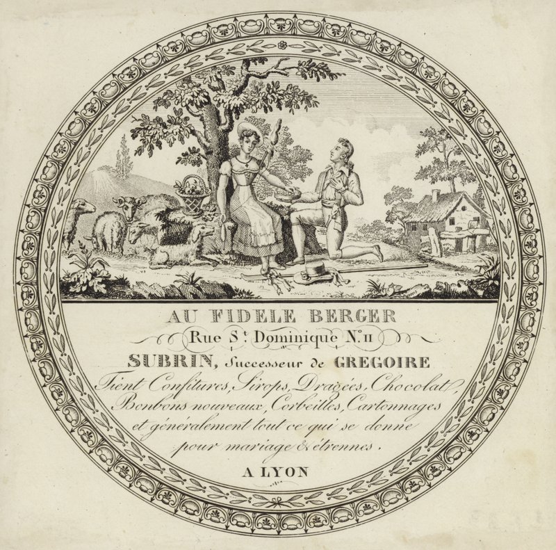 Bir Fransız şekerci dükkanı için ürün etiketi by French School