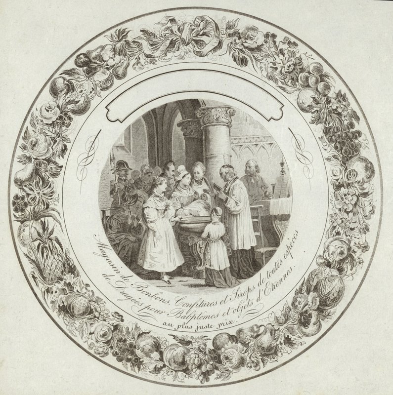 Bir Fransız şekerci dükkanı için ürün etiketi by French School