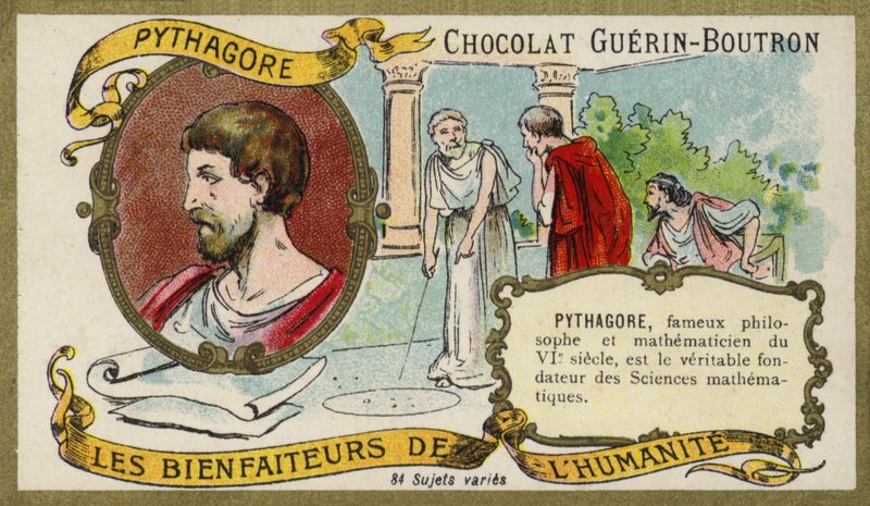 Pisagor, Antik Yunan filozofu ve matematikçi (chromolitho) by French School