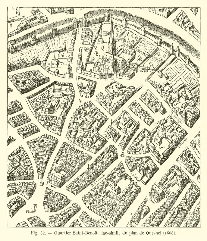 Saint-Benoit bölgesi, Quesnel planının tıpkıbasımı, 1608 by French School