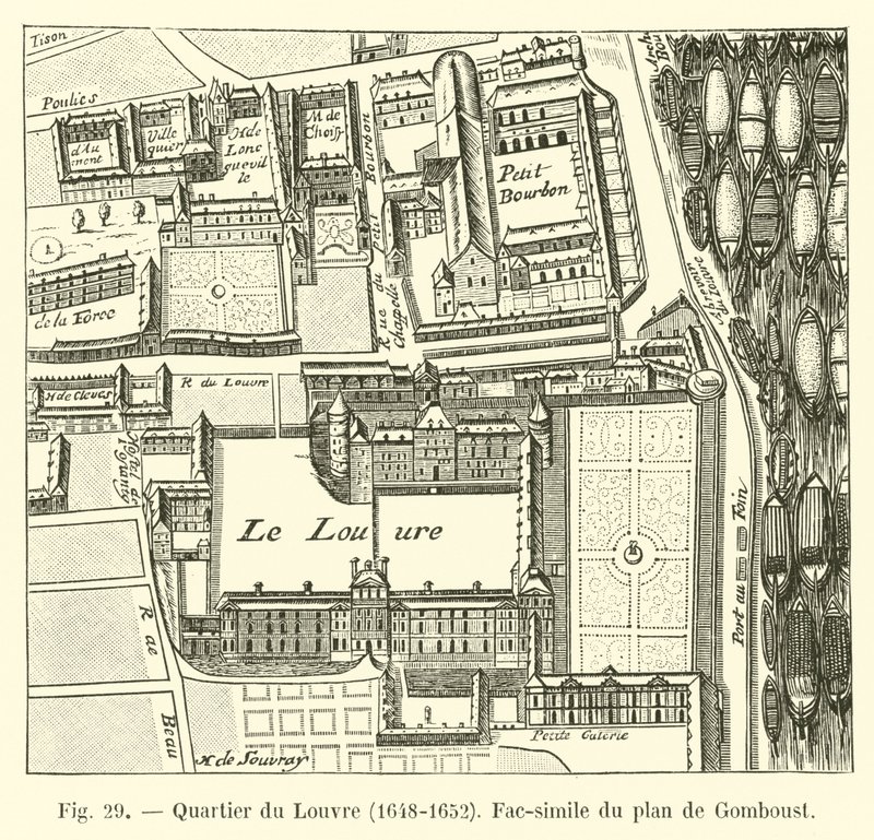 Louvre bölgesi, 1648-1652, Gomboust planının tıpkıbasımı by French School