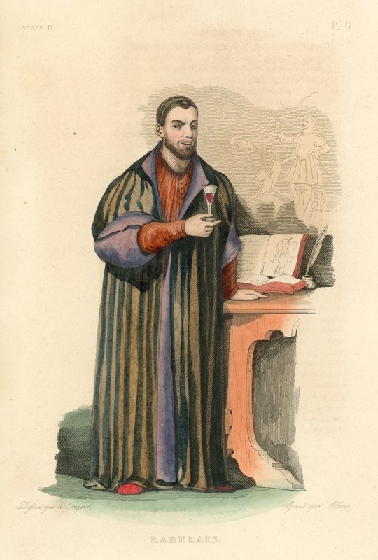 Rabelais (renkli gravür) by French School