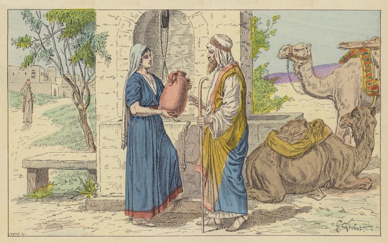 Rebecca Kuyuda (renkli taş baskı) by French School