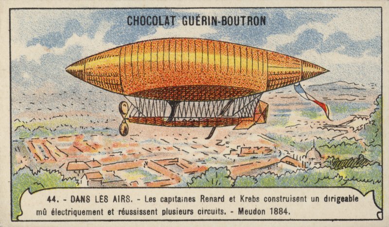 Renard ve Krebs'in elektrikle çalışan zeplin, Meudon, Fransa by French School
