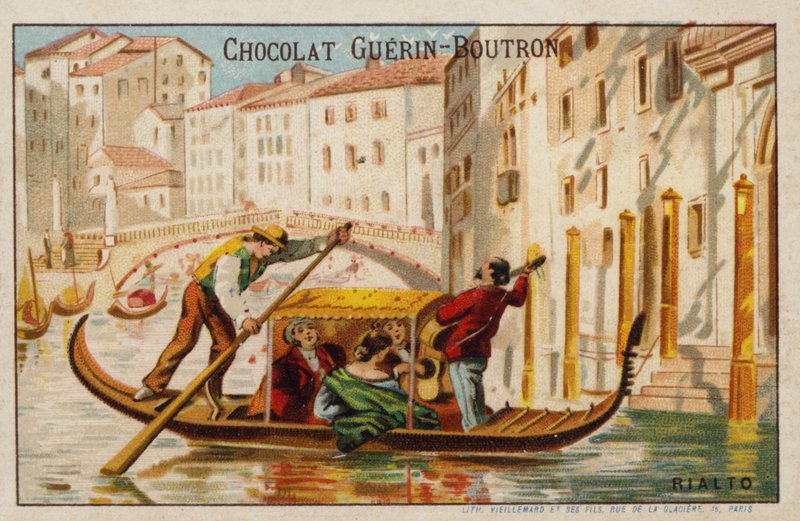 Rialto Köprüsü, Venedik (chromolitho) by French School