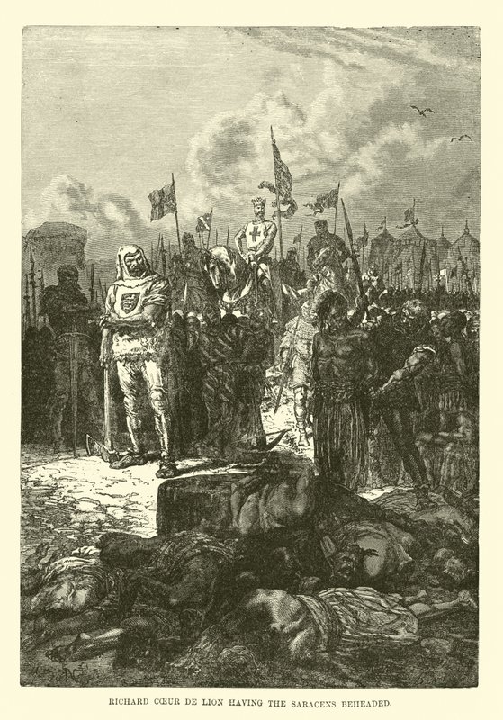 Richard Coeur de Lion, Sarazenlerin kafasını kesti by French School