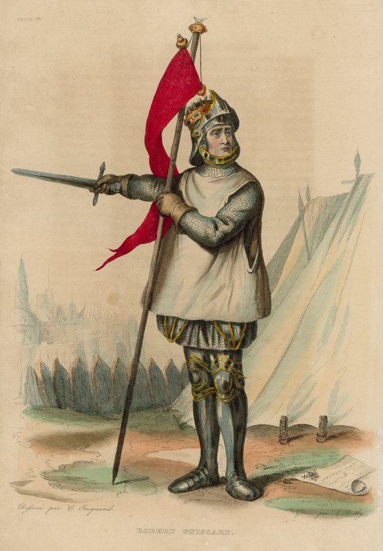Robert Guiscard (renkli gravür) by French School
