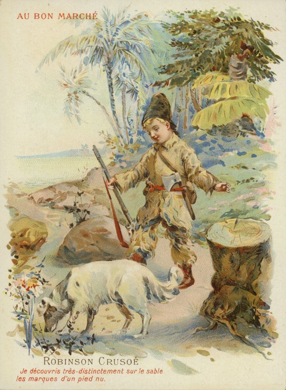Robinson Crusoe köpeğiyle by French School