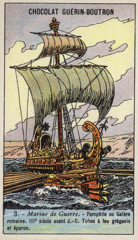 Roma kadırgası, MÖ 3. yy (chromolitho) by French School