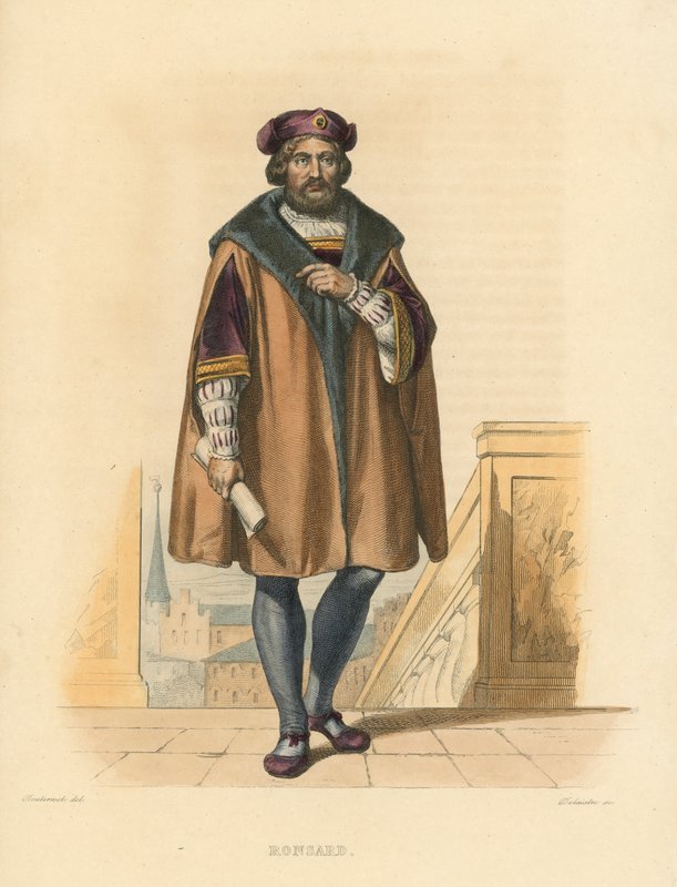 Ronsard (renkli gravür) by French School