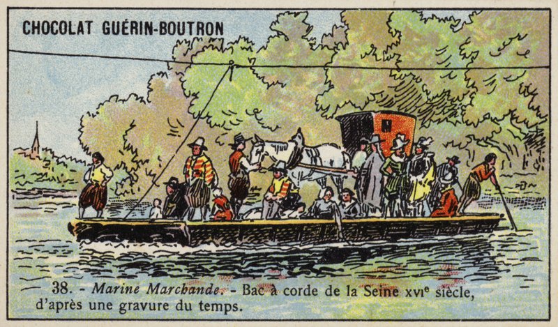 Fransa, Seine Nehri boyunca halatlı feribot by French School