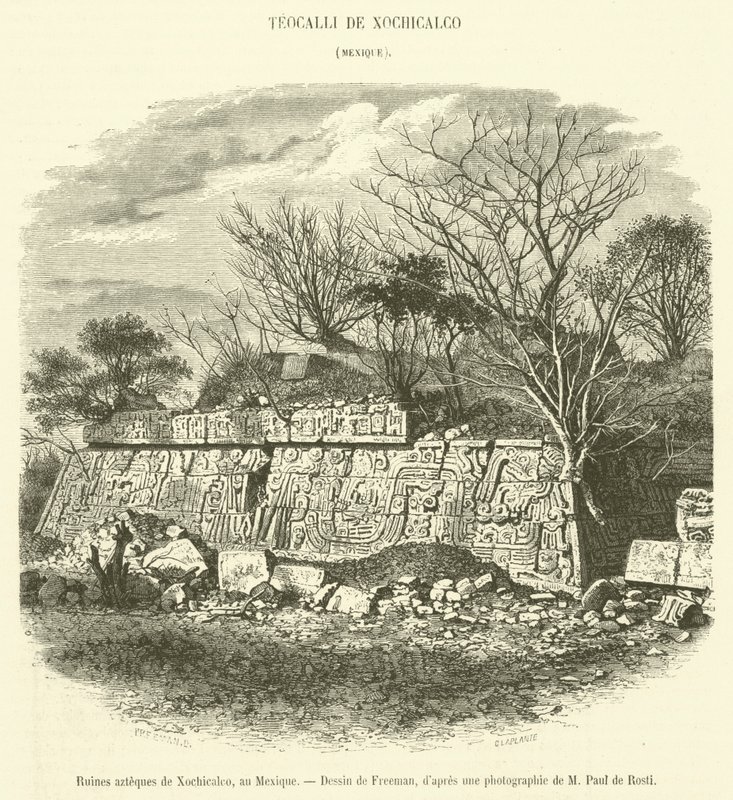 Aztek Harabeleri, Xochicalco, Meksika (gravür) by French School