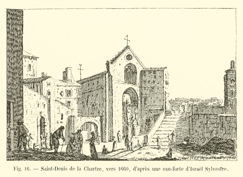 Saint-Denis de la Chartre, yaklaşık 1660, İsrail Sylvestre tarafından yapılan bir gravürden sonra by French School