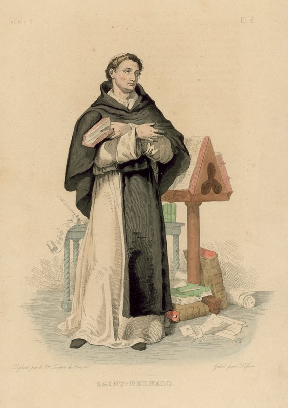 Saint Bernard (renkli gravür) by French School