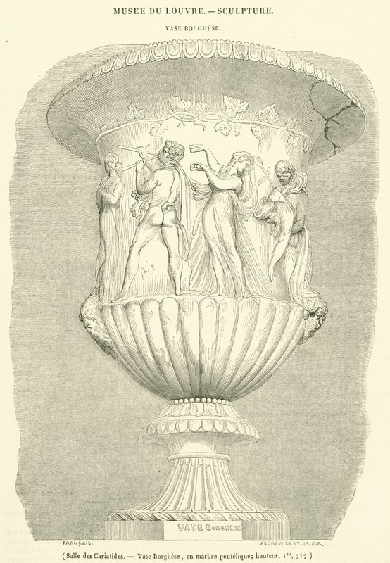 Karyatidler Salonu, Borghese Vazo, Pentelik mermerden, yükseklik, Im, 717 (gravür) by French School