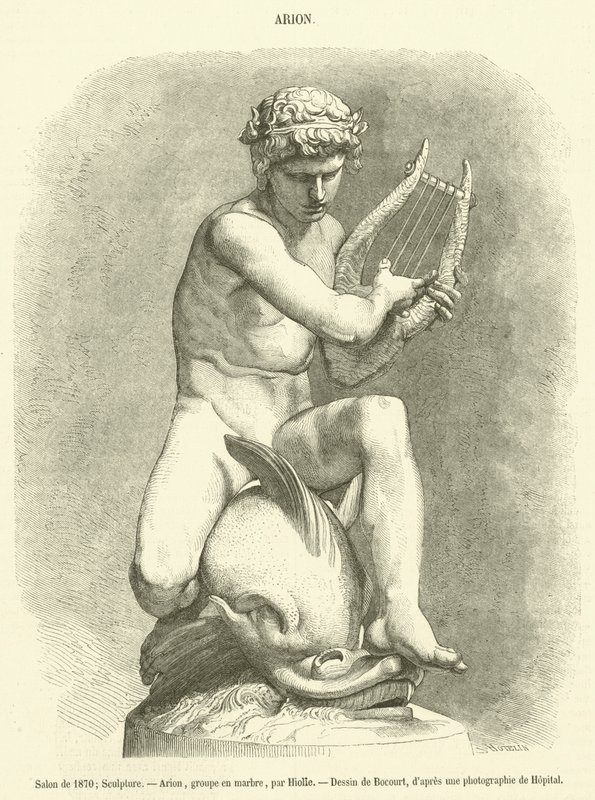 1870 Salonu, Heykel, Arion, mermer grubu (gravür) by French School
