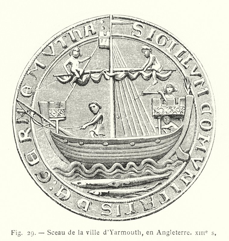 Yarmouth kasabasının mührü, İngiltere, 13. yüzyıl (gravür) by French School