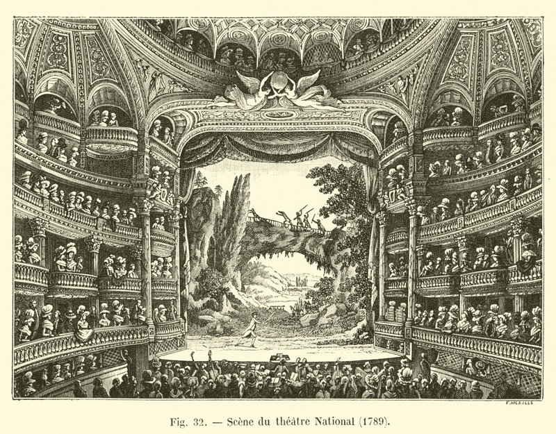 Scene du tiyatro Ulusal, 1789 by French School
