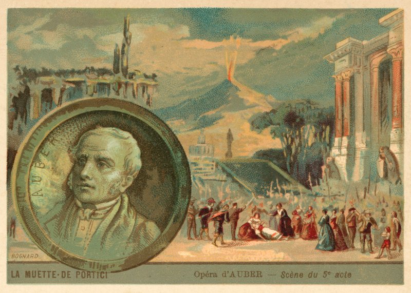 Daniel Auber'in operası La Muette de Portici'den bir sahne (chromolitho) by French School