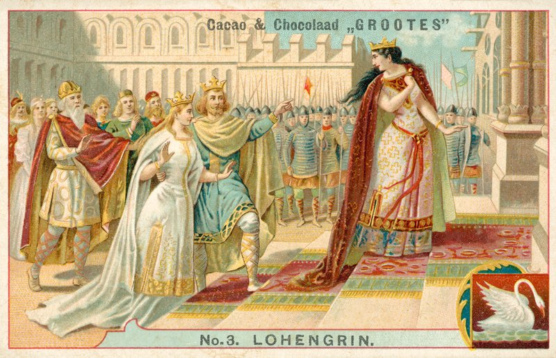 Richard Wagner'in Lohengrin (chromolitho) operasından bir sahne by French School
