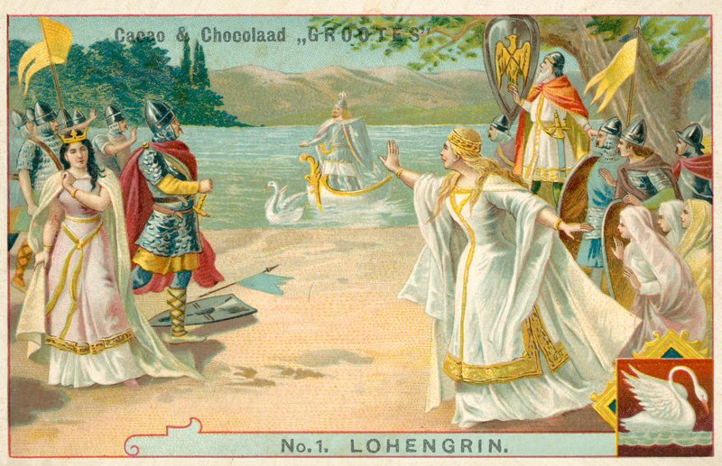 Richard Wagner'in Lohengrin (chromolitho) operasından bir sahne by French School
