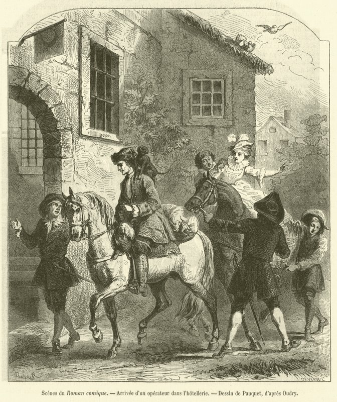 Roma çizgi romanından sahneler, Bir operatörün otel işletmesine gelişi (gravür) by French School