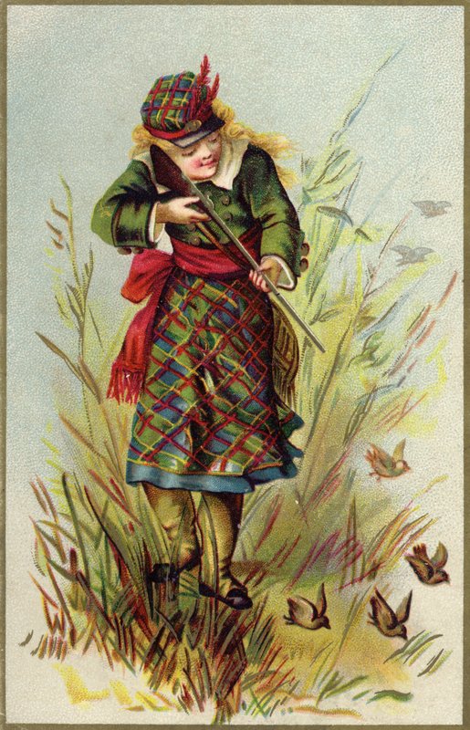 İskoç kız kuşları vuruyor by French School